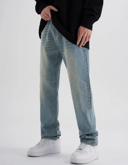 Japanese Brand × Jean Light blue simple washed retro men's loose straight jeans Size US 32 / EU 48 - 1 Thumbnail