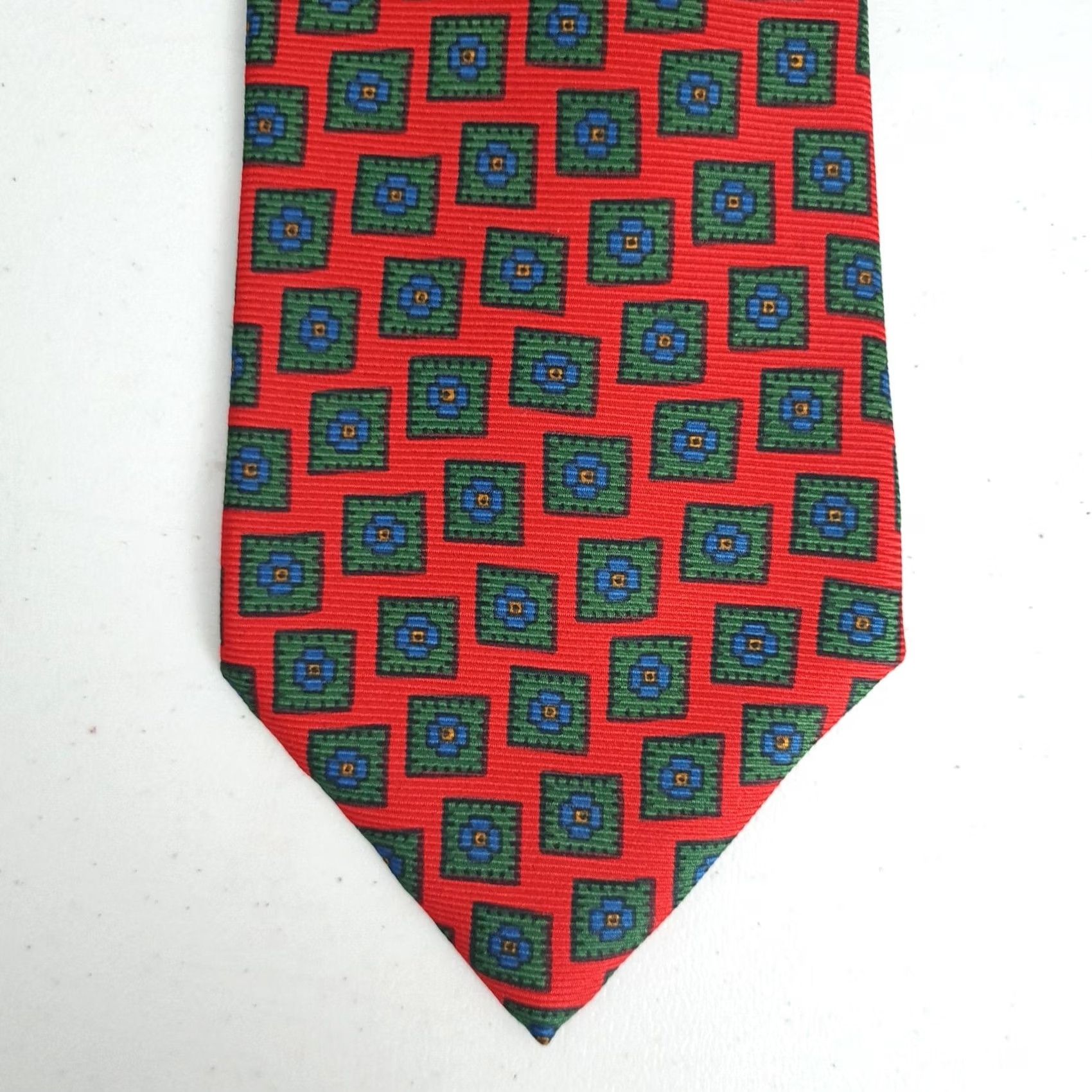 Polo Ralph Lauren Polo by Ralph Lauren Tie Mens One Size Red Geometric Square Print Silk Handmade Size US M / EU 48-50 / 2 - 5 Thumbnail