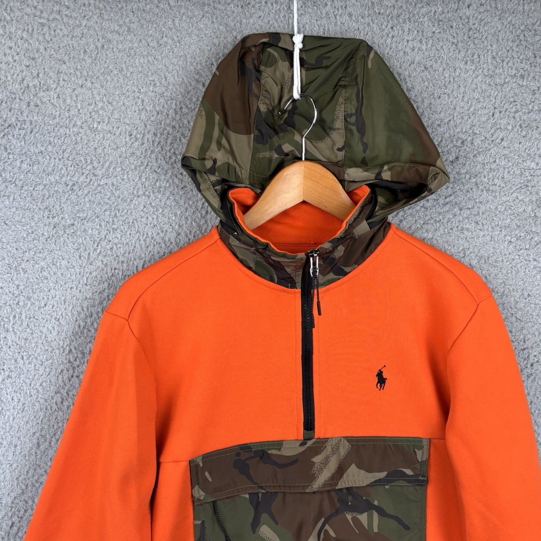 Polo Ralph Lauren Polo Ralph Lauren Polo Ralph Lauren Double Knit Hybrid 1/2 Zip Pullover Mens Small Orange Camo Size US S / EU 44-46 / 1 - 2 Thumbnail