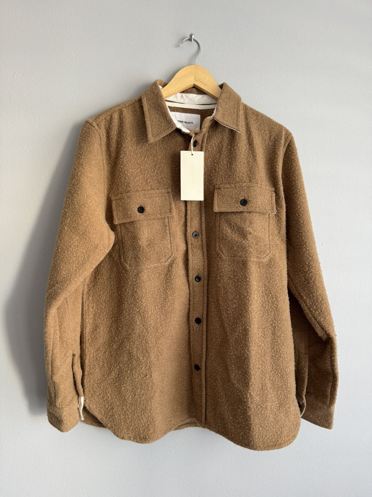 Norse Projects Norse Projects Silas Textured Cotton Wool Overshirt Camel Size US M / EU 48-50 / 2 - 1 Thumbnail
