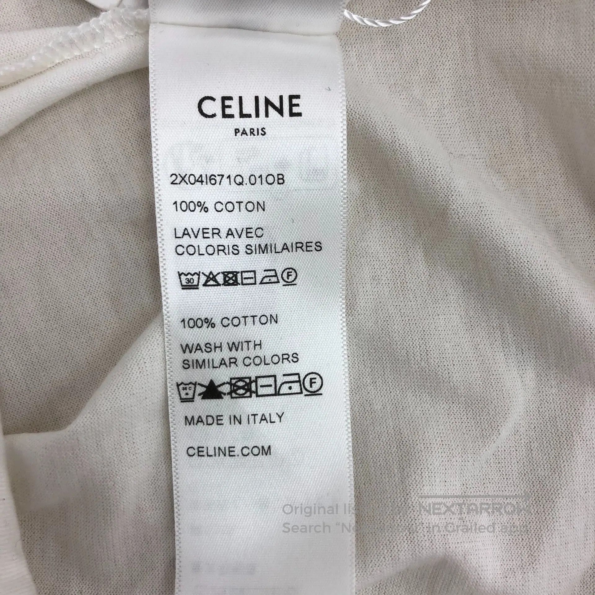 Celine CELINE White Triumph Arch Embroidered Cotton Crewneck Shor Size US L / EU 52-54 / 3 - 8 Thumbnail
