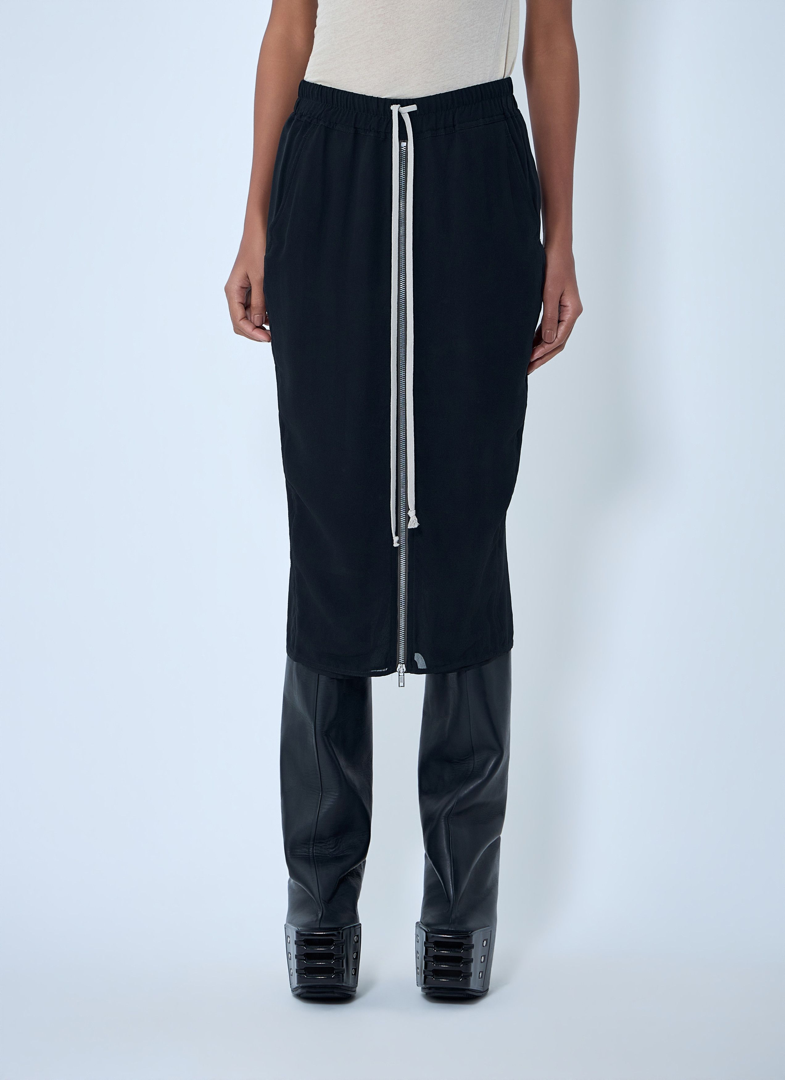 Rick Owens Elasticated Midi Skirt Size 28" / US 6 / IT 42 - 1 Thumbnail