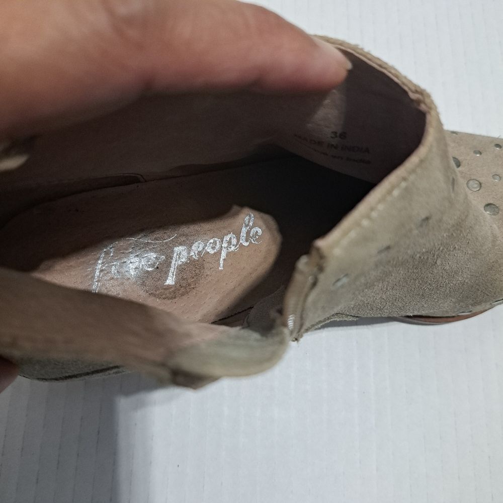 Free People Free People Aquarian Studded Leather Distressing Suede Ankle Boots Taupe Size 6 Size US 6 / IT 36 - 8 Thumbnail