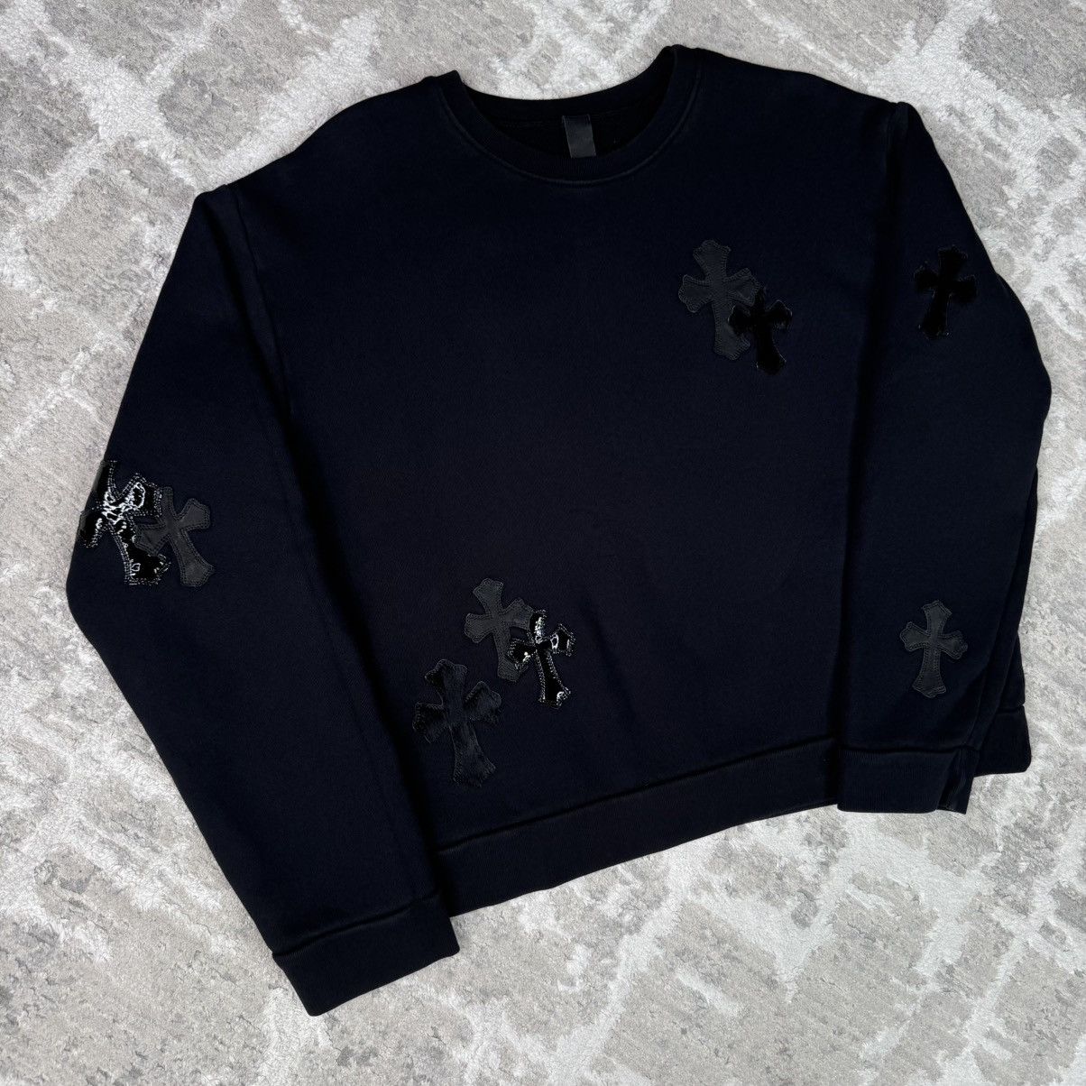 Chrome Hearts Leather multi patch cross pullover crewneck sweatshirt Size US M / EU 48-50 / 2 - 3 Thumbnail
