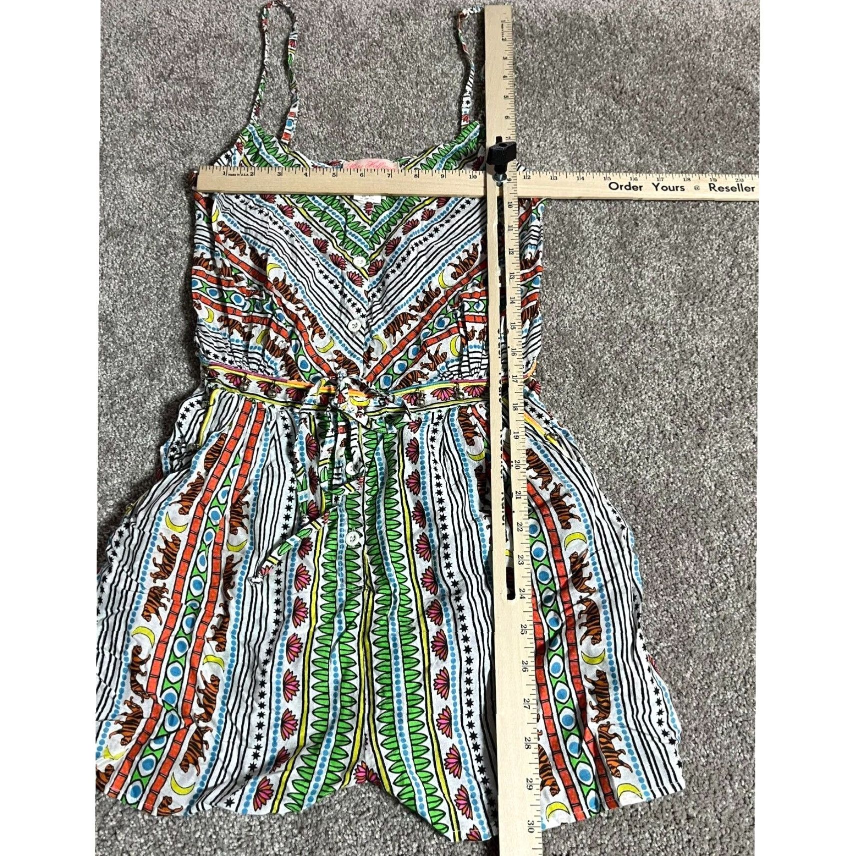 Mara Hoffman Mara Hoffman Romper Swim Cover Up XS Boho Chic Tribal Festival Resort Indie Y2K V-Neck Button Front Drawstring Wide-Leg Size 26" / US 2 / IT 38 - 3 Thumbnail