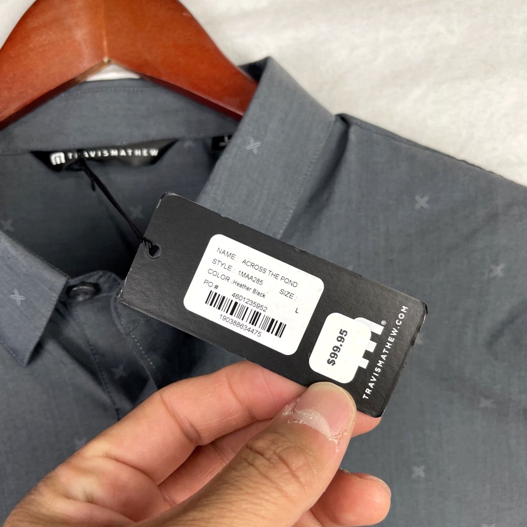 TravisMathew Travis Mathew Shirt Mens Large Black TM Stretch Button Up Short Sleeve Pocket Size US L / EU 52-54 / 3 - 4 Thumbnail