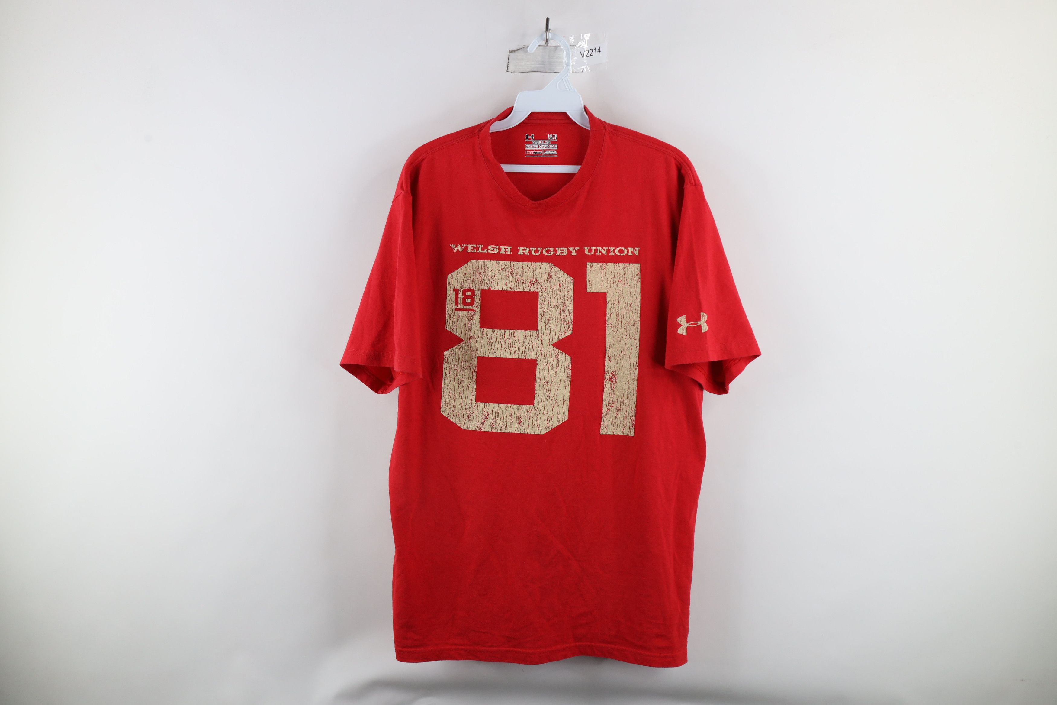 Under Armour × Vintage Under Armour Spell Out Welsh Rugby Union T-Shirt Red Size US L / EU 52-54 / 3 - 1 Thumbnail