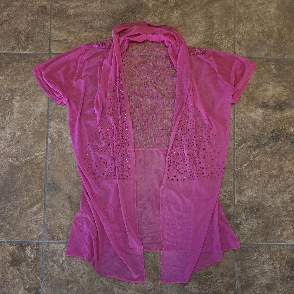 Designer Dark Pink Dressy Cardigan Short Sleeve Size M / US 6-8 / IT 42-44 - 1 Thumbnail