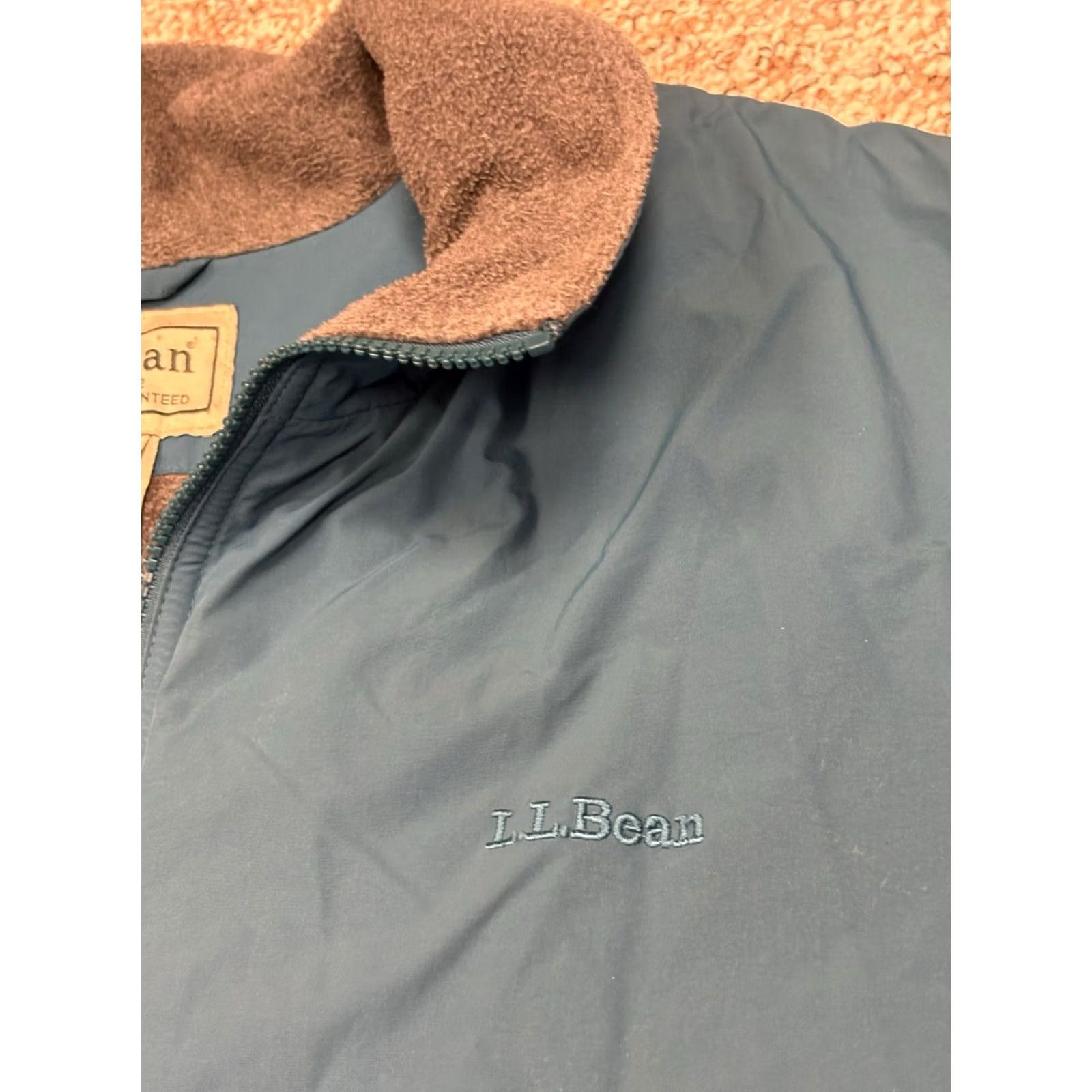 Vintage LL Bean Men’s Bomber Jacket XL Full Zip Fleece Lined Nylon Wind-Resistant Brown 205107 Size US XL / EU 56 / 4 - 4 Thumbnail