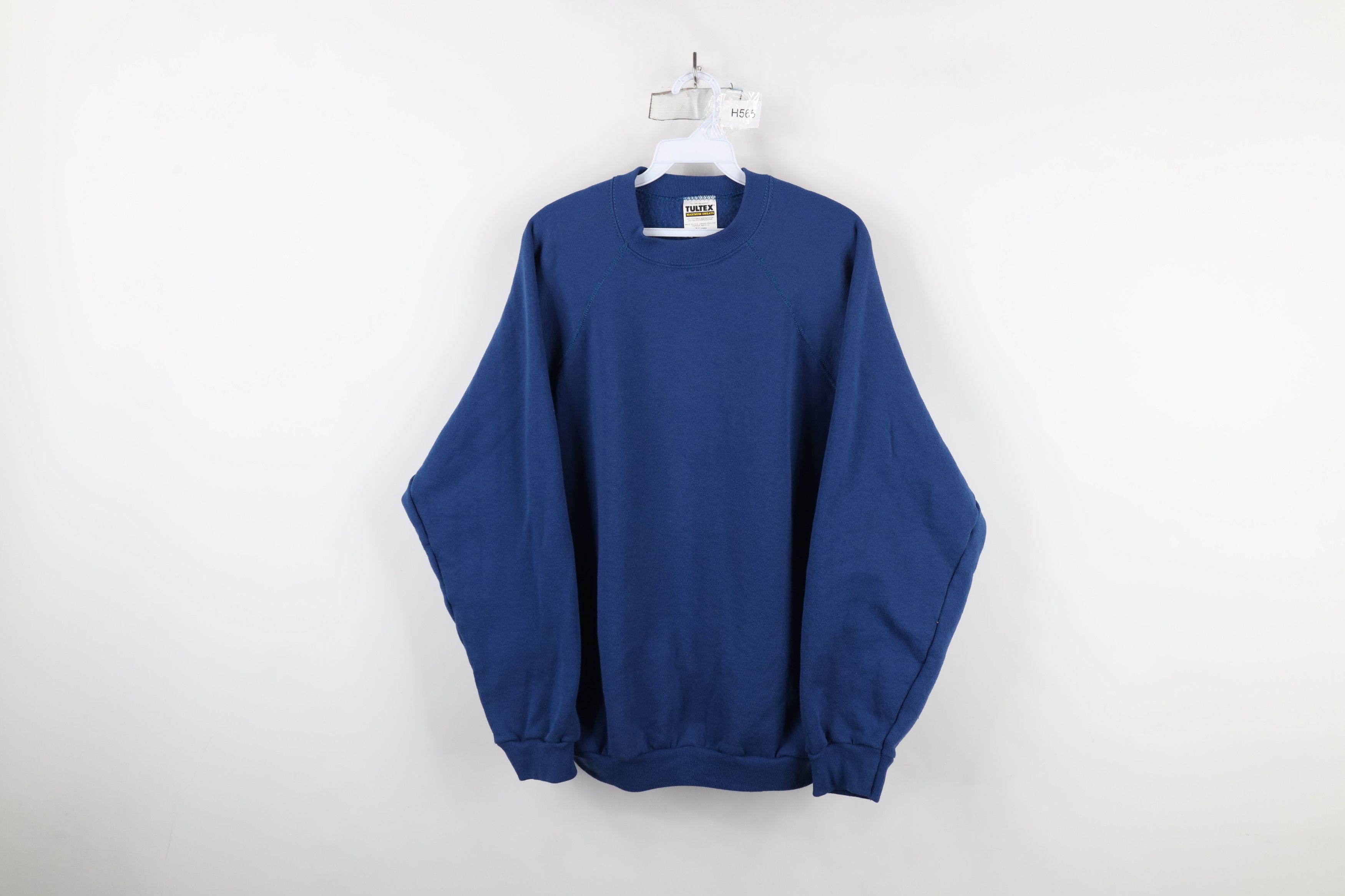 Vintage Vintage 90s Streetwear Blank Crewneck Sweatshirt Blue USA Size US XL / EU 56 / 4 - 1 Thumbnail
