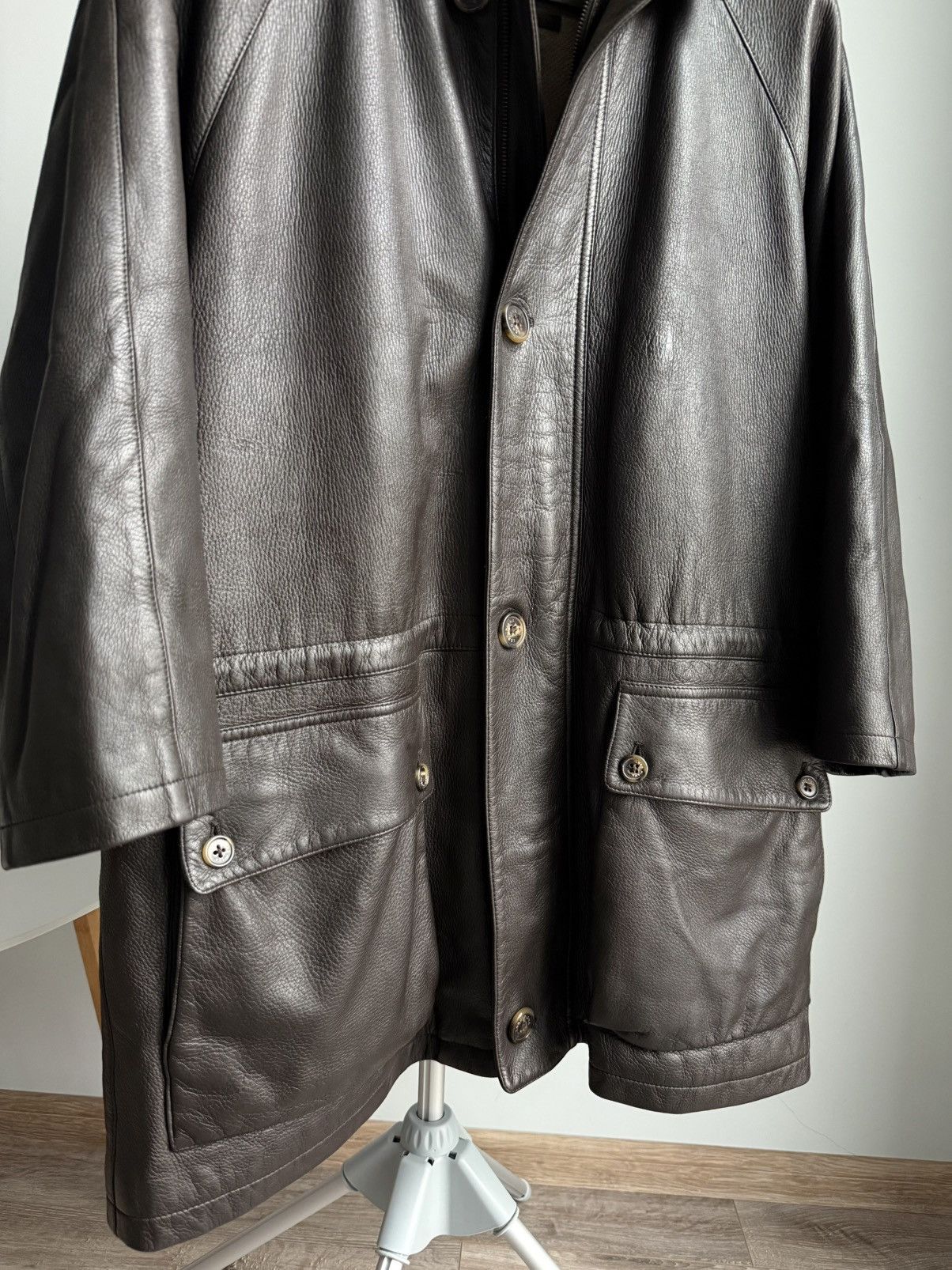 Loro Piana Loro Piana Brown Deer Leather Cashmere Lined Coat 3/4 sleeve Size US L / EU 52-54 / 3 - 9 Thumbnail
