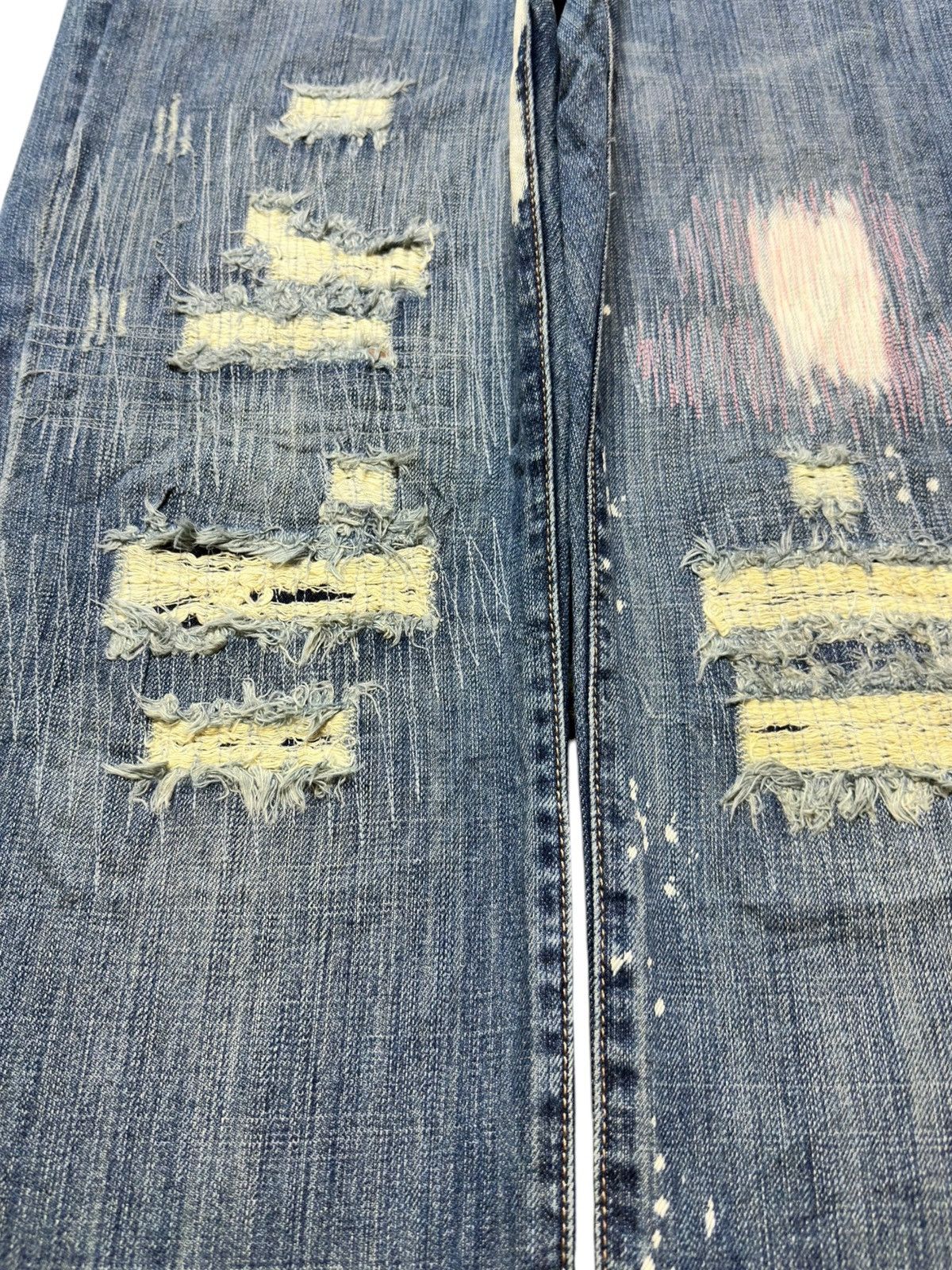 Untitled Artworks Vintage Art Works Sashiko Style Distressed Denim Size US 32 / EU 48 - 3 Thumbnail