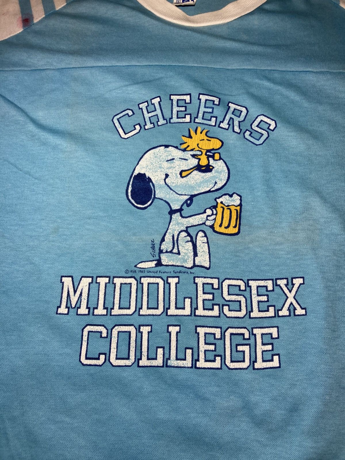 Peanuts 80s Artex Snoopy Cheers Middlesex College Top Athletic Baby Size US L / EU 52-54 / 3 - 5 Thumbnail