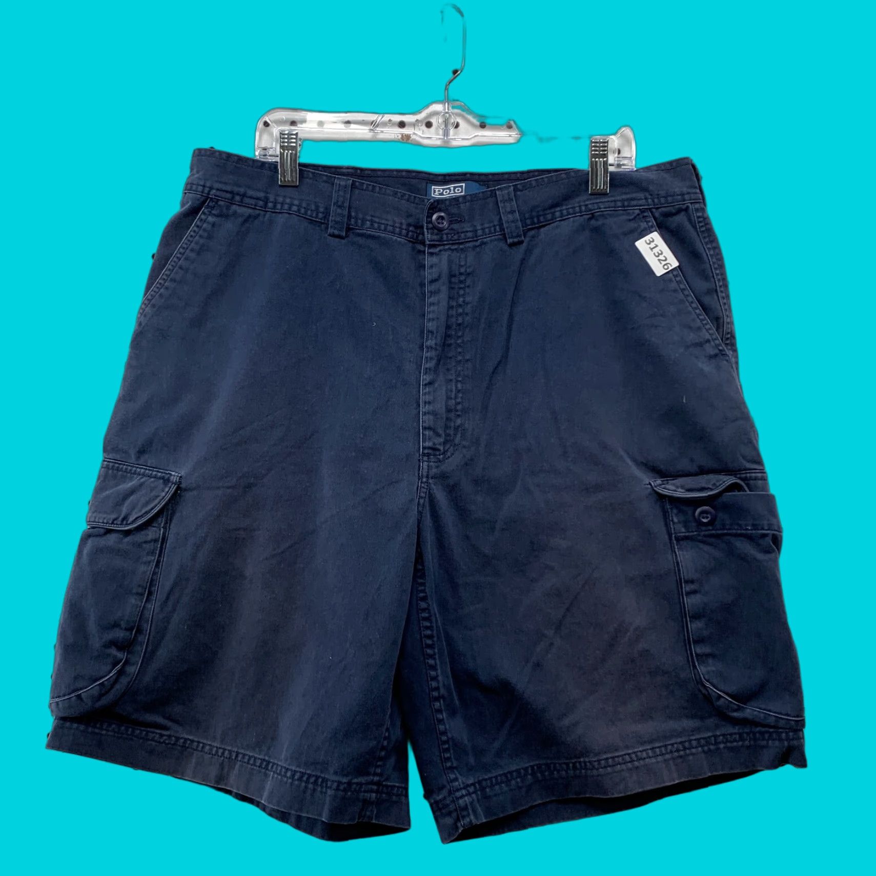 Polo Ralph Lauren Cargo Shorts Mens Size 38 Navy Blue Casual (Adult) Inseam 10