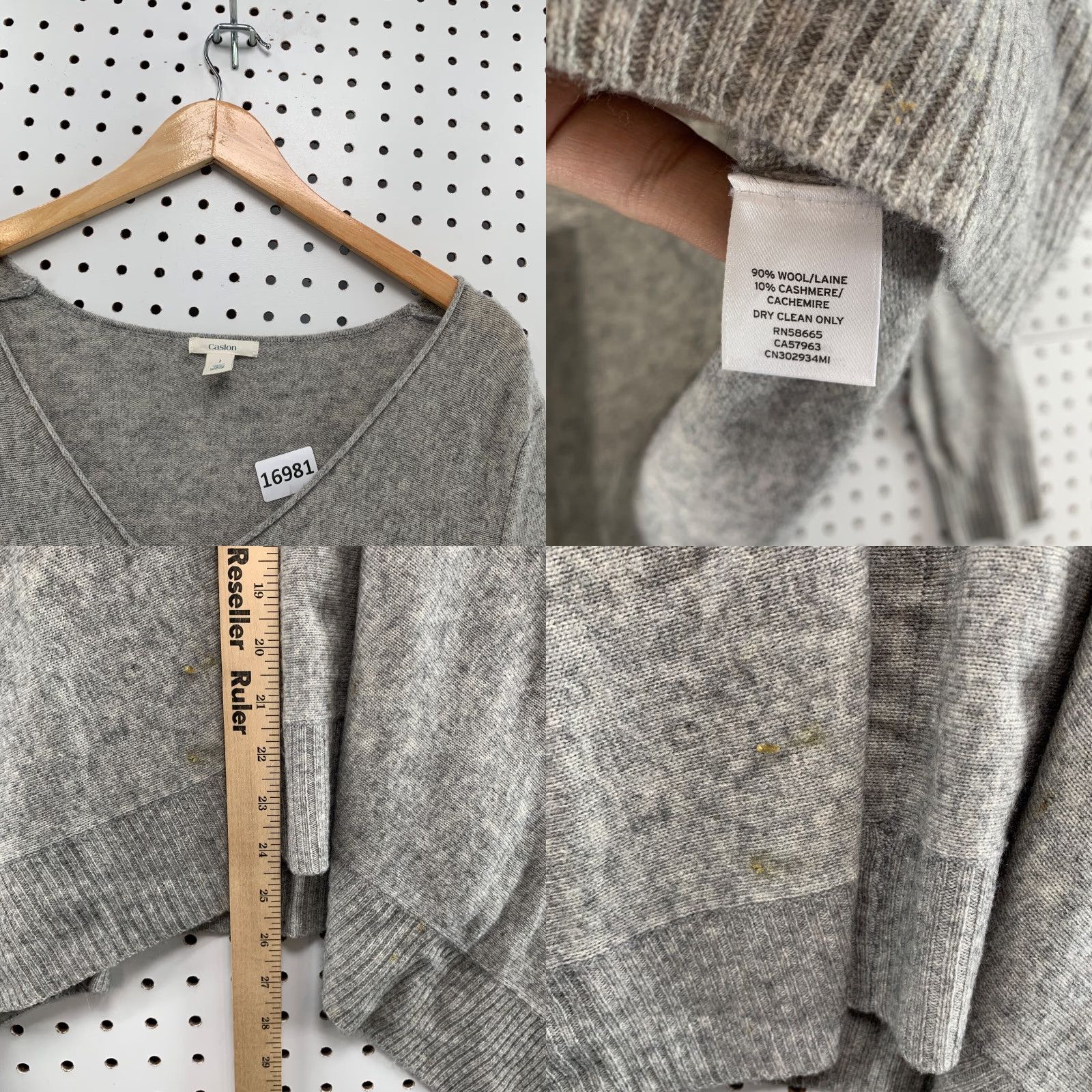 Vintage Caslon Wool Cashmere Blend Sweater Womens Size 1 Gray V-Neck Long Sleeve Size XS / US 0-2 / IT 36-38 - 8 Thumbnail