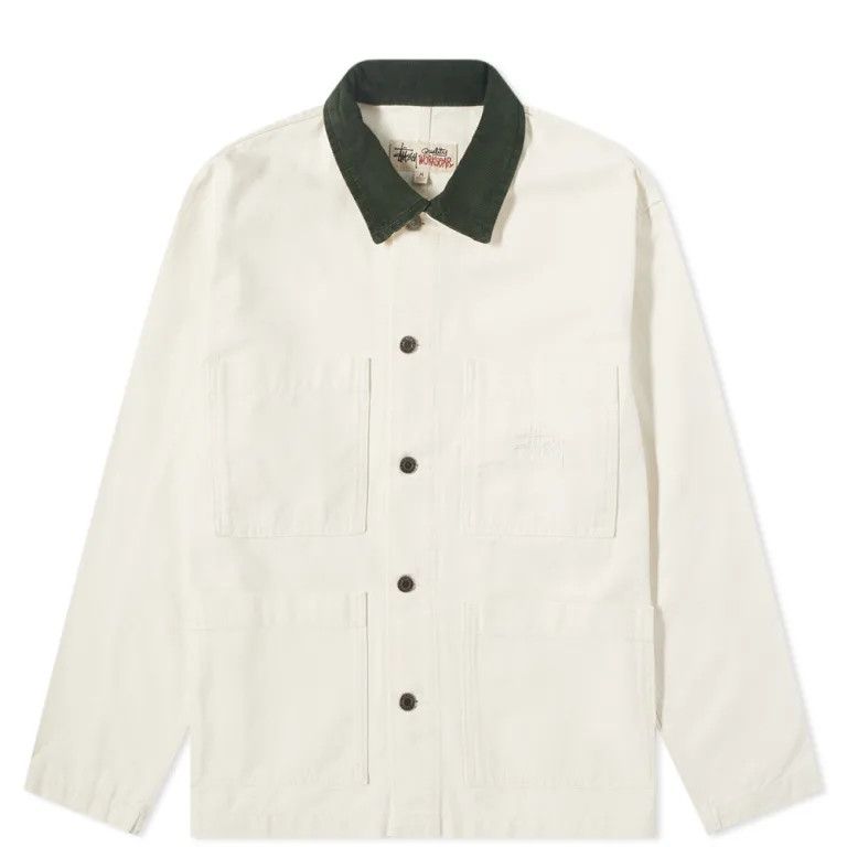 Stussy Stüssy Cord Collar Canvas Chore Jacket Bone Size M Size US M / EU 48-50 / 2 - 2 Thumbnail