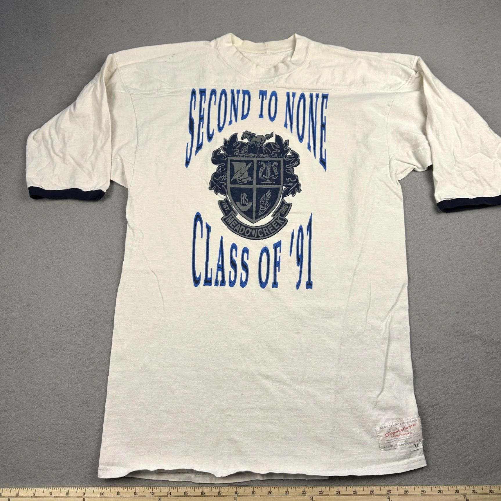 Vintage VINTAGE Meadowcreek High School Shirt Mens XL White Class Of 91 Seniors 90s Nike? Size US XL / EU 56 / 4 - 2 Thumbnail