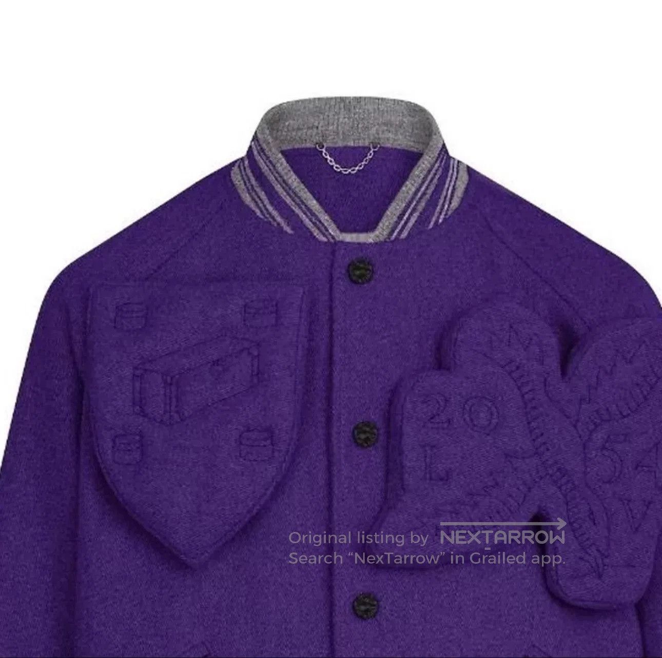 Louis Vuitton Louis Vuitton Purple Embossed Varsity Jacket. Size US M / EU 48-50 / 2 - 2 Thumbnail