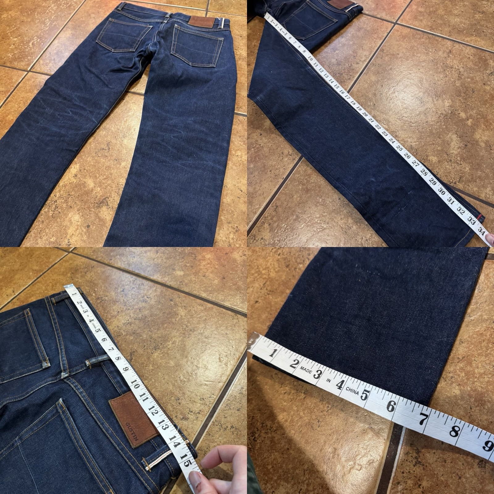 Gustin GUSTIN Jeans Slim Denim 31x34 Selvedge Califormia Raw Dark Blue Wash 90s Mens Slim Fit Women? Size US 31 - 8 Thumbnail