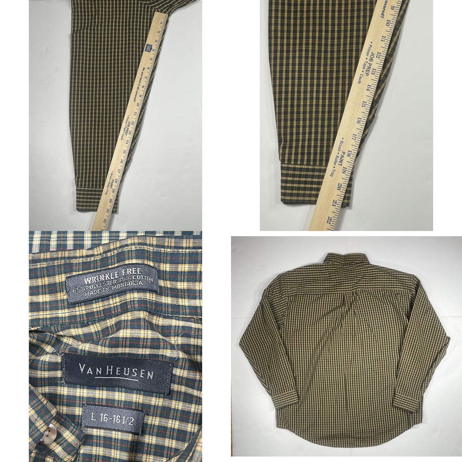 Van Heusen Van Heusen Dress Shirt Multicolor Check Button Up Long Sleeve Mens L 16-16 1/2 Wrinkle Free Shirt Size 42R - 8 Thumbnail