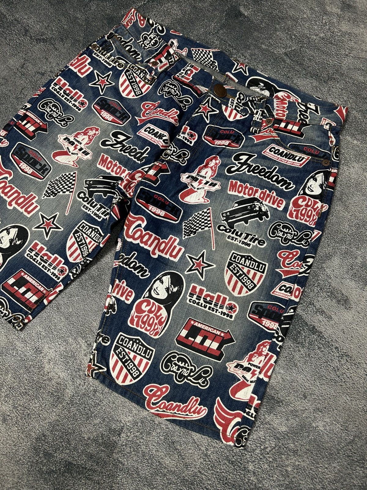 Japanese Brand Y2K CO&LU Hysteric Glamour style Denim Full Print Size US 33 - 4 Thumbnail