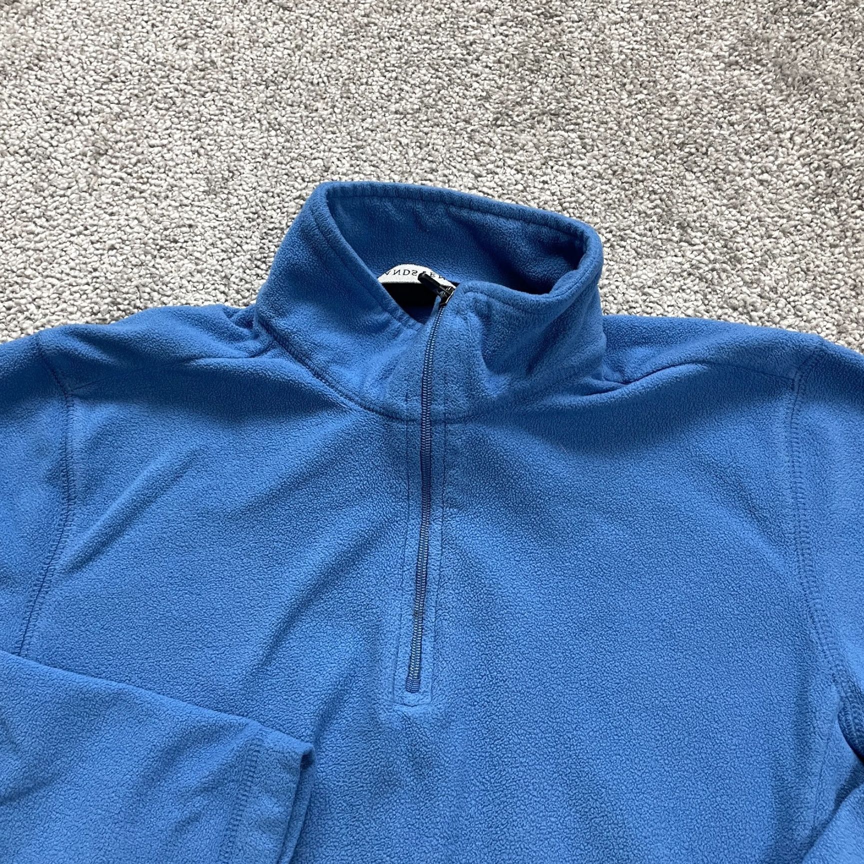 Lands' End Lands' End Fleece Jacket Women Solid Blue 1/4 Zip High Neck Outdoor Hiking Size S / US 4 / IT 40 - 3 Thumbnail