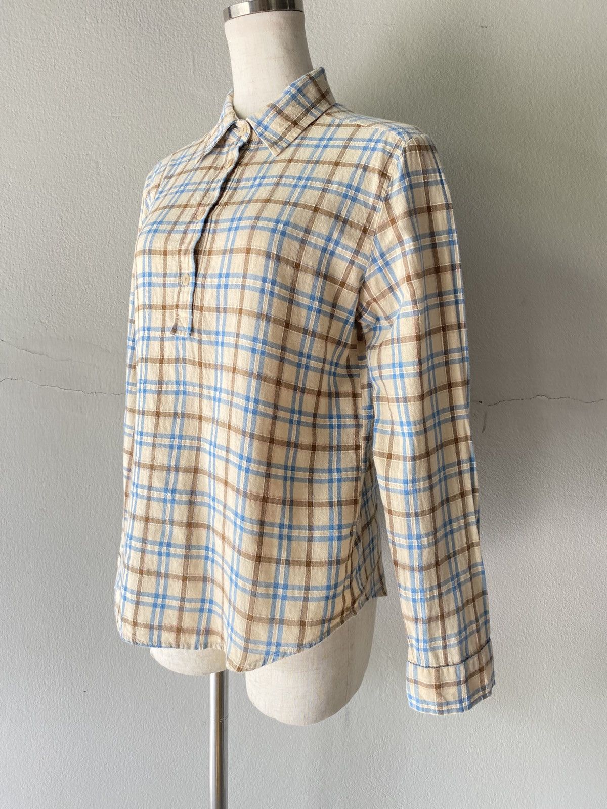 45rpm 45rpm R Beige and Blue Plaid Button-Up Shirt Size S / US 4 / IT 40 - 11 Thumbnail