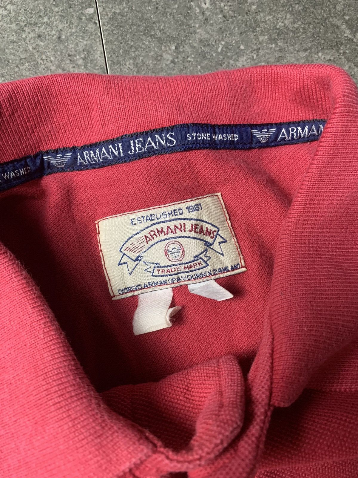 Giorgio Armani 1990s Armani Jeans Stone Washed Polo Shirt Size US L / EU 52-54 / 3 - 4 Thumbnail