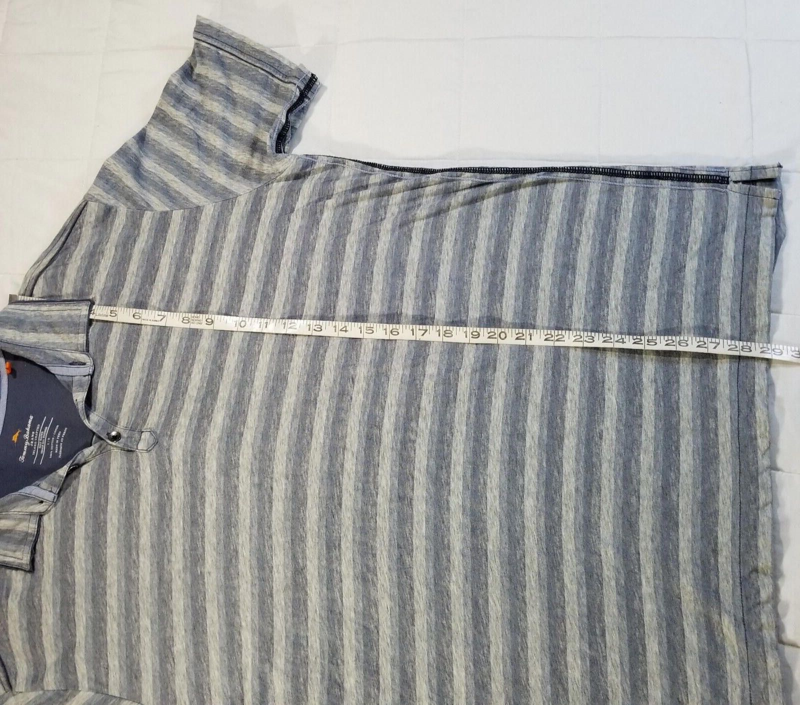 Tommy Bahama Tommy Bahama Large Striped Blue & Gray Heathered Polo Size US L / EU 52-54 / 3 - 6 Thumbnail