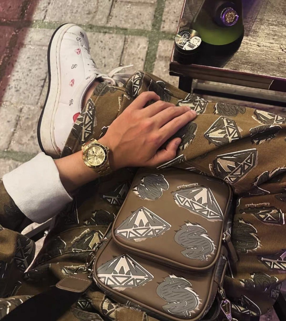 BBC All‑Over Print Leather Crossbody Bag