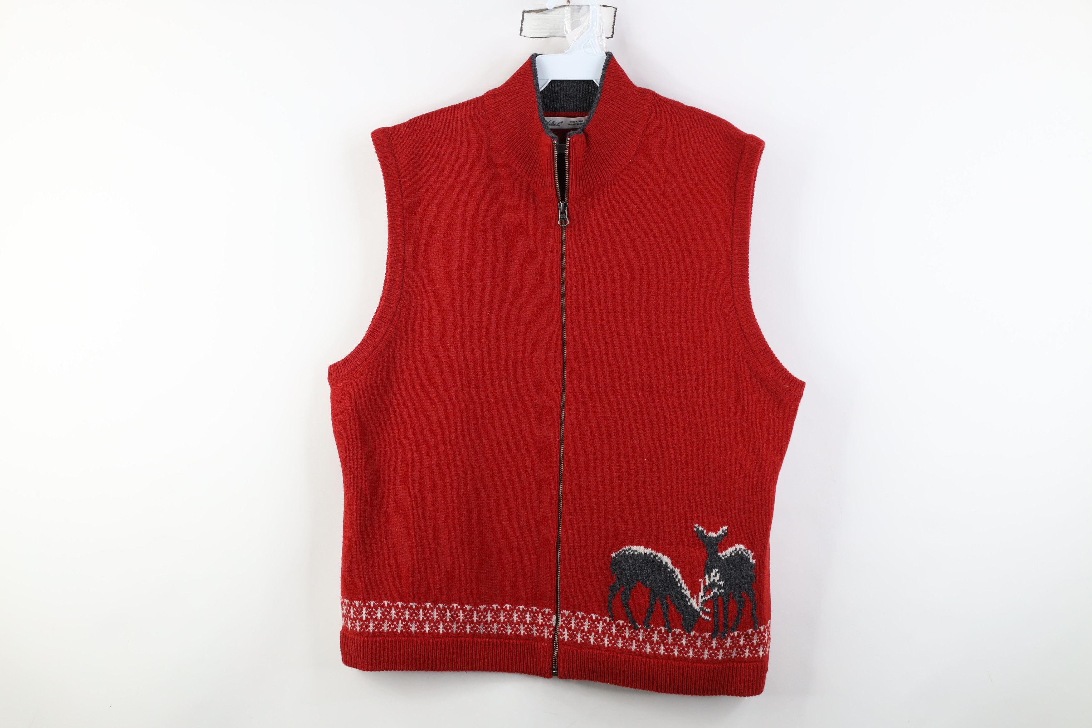 Woolrich Woolen Mills Vintage Woolrich Nature Deer Wool Knit Zip Sweater Vest Red Size XL / US 12-14 / IT 48-50 - 1 Thumbnail