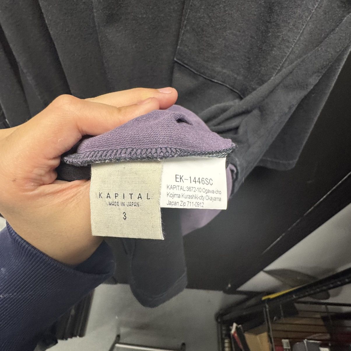 Kapital Kapital Jersey 2Tones Bones Big Pocket T-Shirt Black/Purple Size US L / EU 52-54 / 3 - 6 Thumbnail
