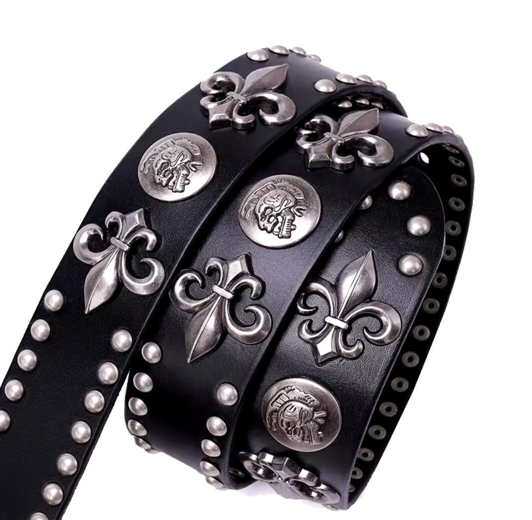 Japanese Brand × Leather × Vintage Y2K Rivet Stud Leather Belt Rock 38-42" Size ONE SIZE - 4 Thumbnail