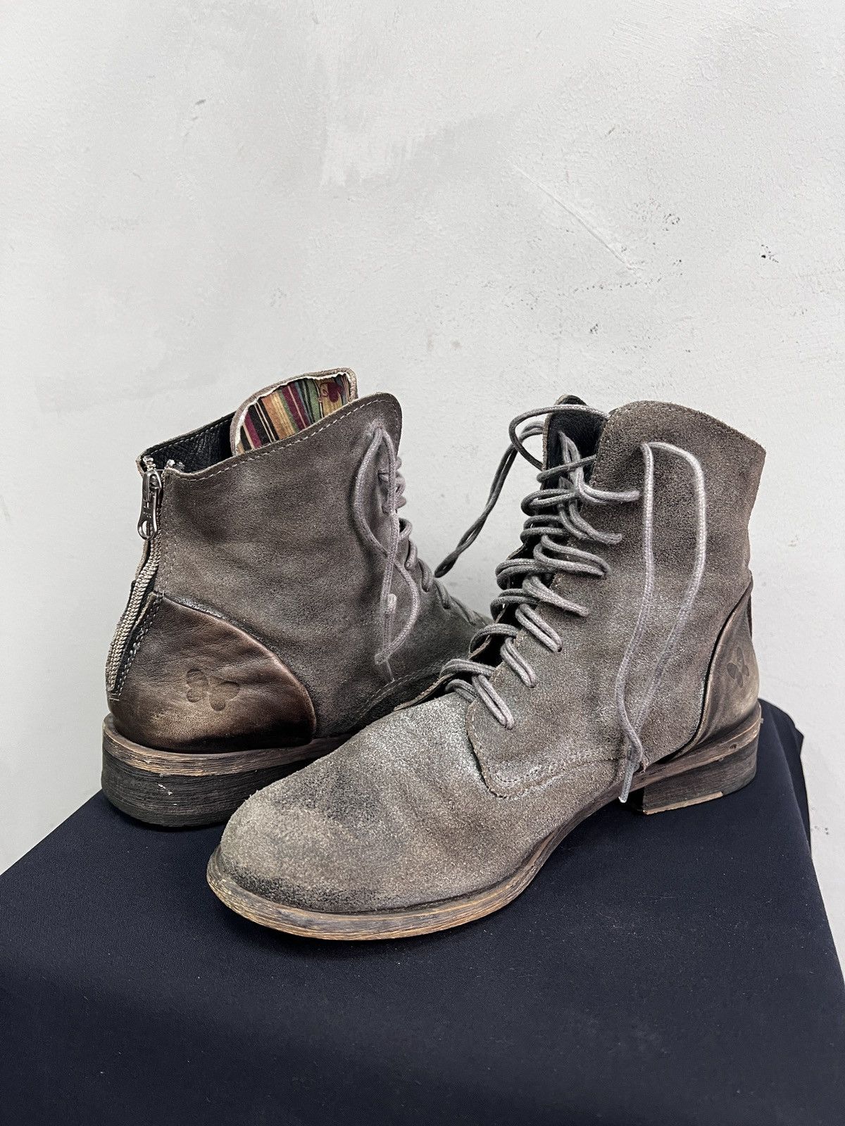 Guidi Hedi slimane Suede Gray Boots Lace up Faded Vintage style Size US 7.5 / EU 40-41 - 11 Thumbnail