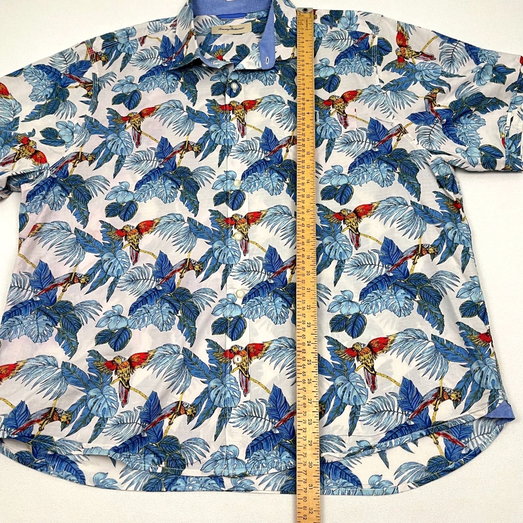 Tommy Bahama Tommy Bahama Shirt Mens XL Blue Floral 24 Parrot Fronds Hawaiian Tropic Vacation Shirt Size US XL / EU 56 / 4 - 4 Thumbnail