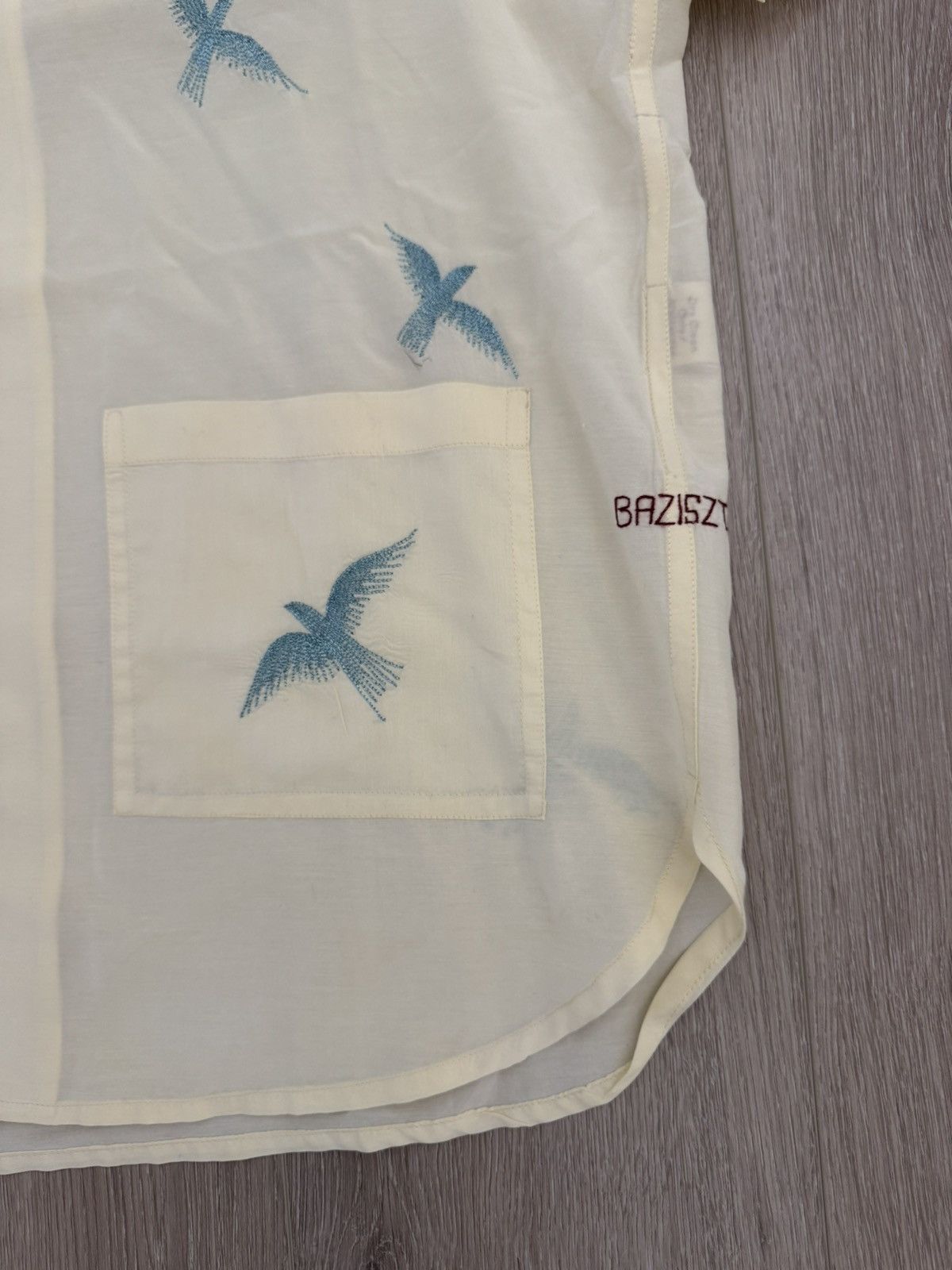 Other Baziszt Avian Bird Embroidered Camp Collar Silk Blend Shirt Size US M / EU 48-50 / 2 - 6 Thumbnail