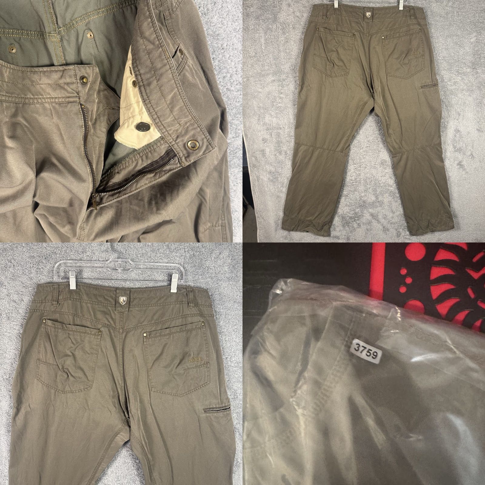 Vintage Kuhl Revolvr Mens Pants 40x30 Vintage Patina Dye Hiking Gusseted Outdoor Brown Denim Chino Straight 40 In Inseam 30 Size US 40 / EU 56 - 9 Thumbnail
