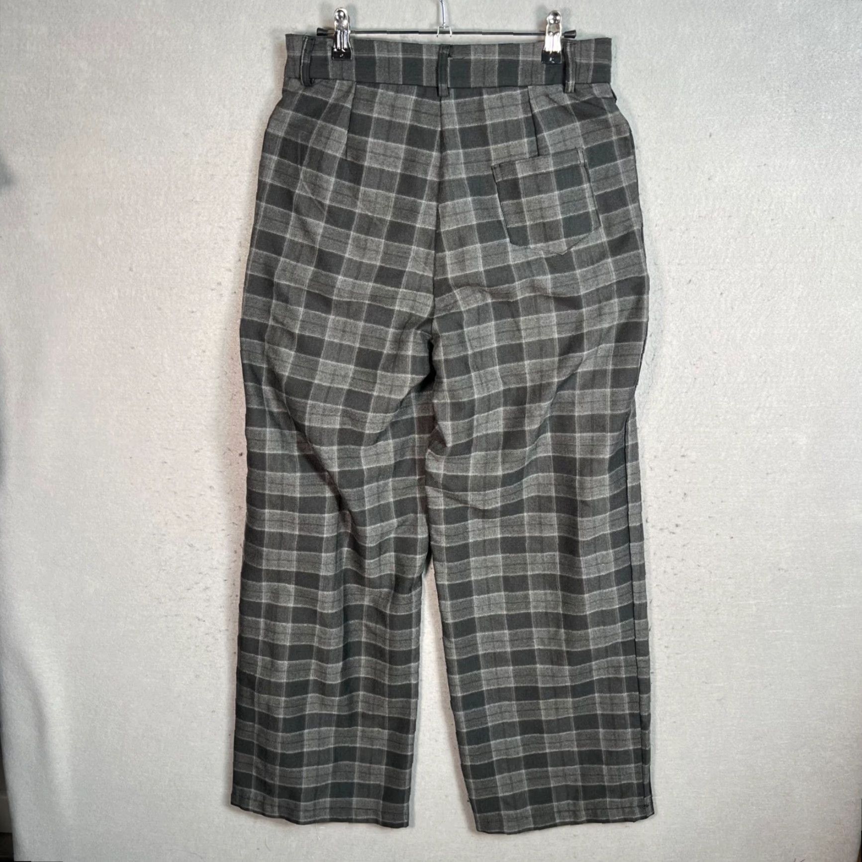 Cider Cider Pants Wide-Leg Plaid Gray Size Medium Adult Womens High-Waisted Pleated Inseam 28 in Zip Front Pockets Dress Pants Spring Summer Fall Womens Size 32" / US 10 / IT 46 - 2 Thumbnail