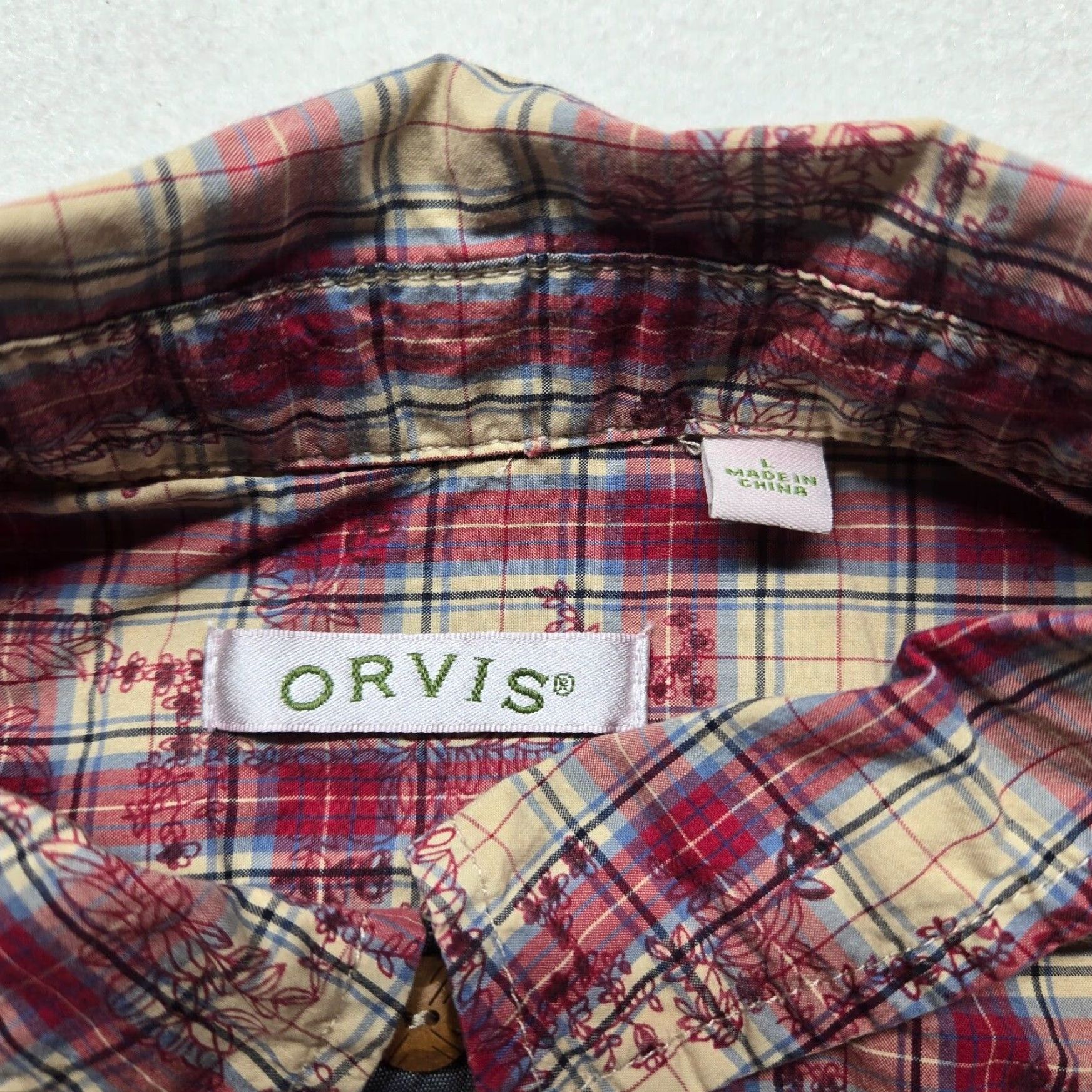 Orvis Orvis Flannel Plaid Shirt Blue Red Women's Large Long Sleeve Lightweight Button Up Size L / US 10 / IT 46 - 3 Thumbnail