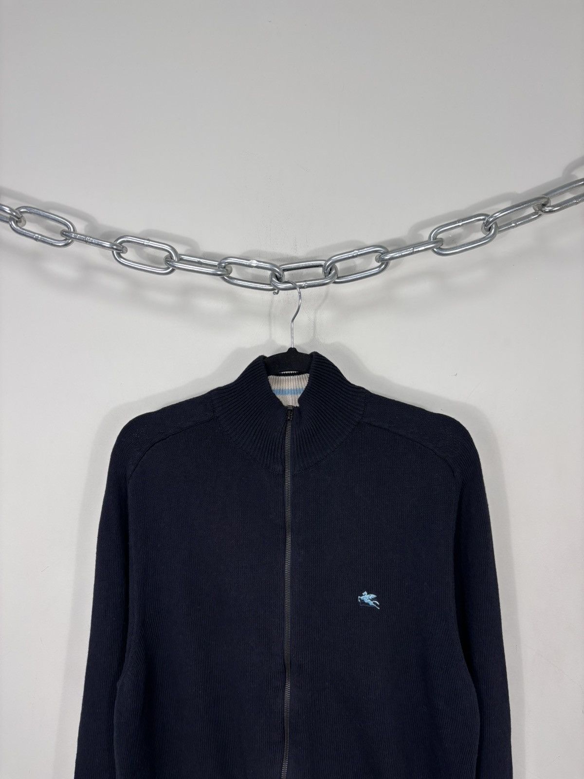 Etro Etro Milano Men’s Navy Blue Cotton Knit Full Zip Sweater Size US L / EU 52-54 / 3 - 3 Thumbnail
