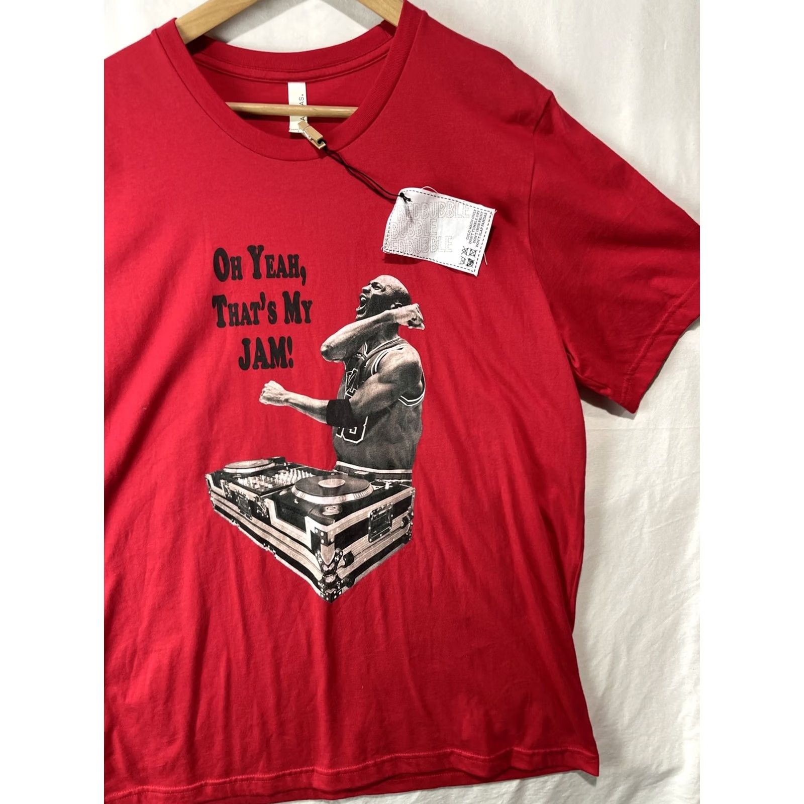 Vintage Canvas MJ ‘Oh Yeah, That’s My Jam!’ Graphic T-shirt Adult L Red Cotton Logo Crew Neck Short Sleeve Men Shirt Graphic Tee 90s Size US L / EU 52-54 / 3 - 3 Thumbnail
