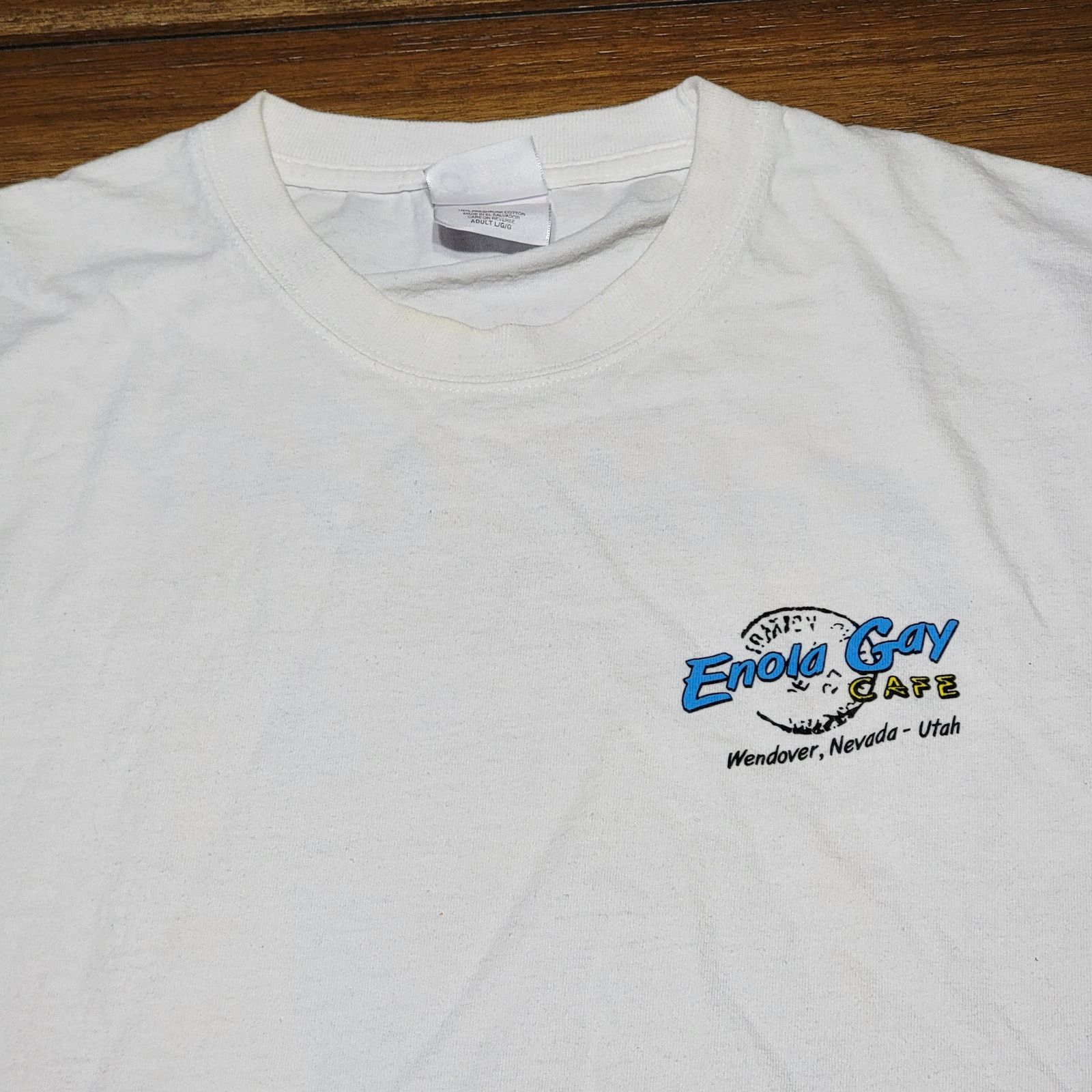 Other Port & Co White Unisex Tee "Enola Gay Cafe" Size Large Size US L / EU 52-54 / 3 - 4 Thumbnail