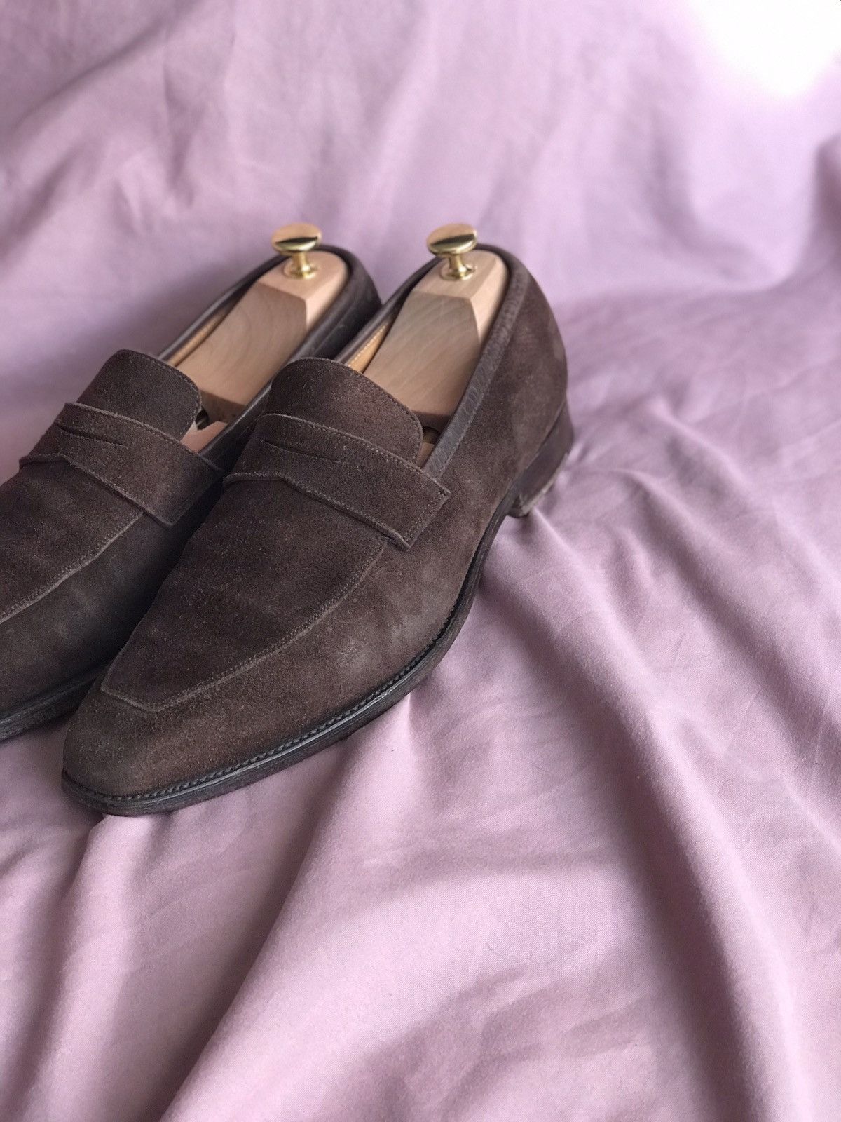 Crockett & Jones SUEDE CROCKETT&JONES HANDMADE IN ENGLAND BROWN PENNY LOAFERS Size US 9.5 / EU 42-43 - 4 Thumbnail