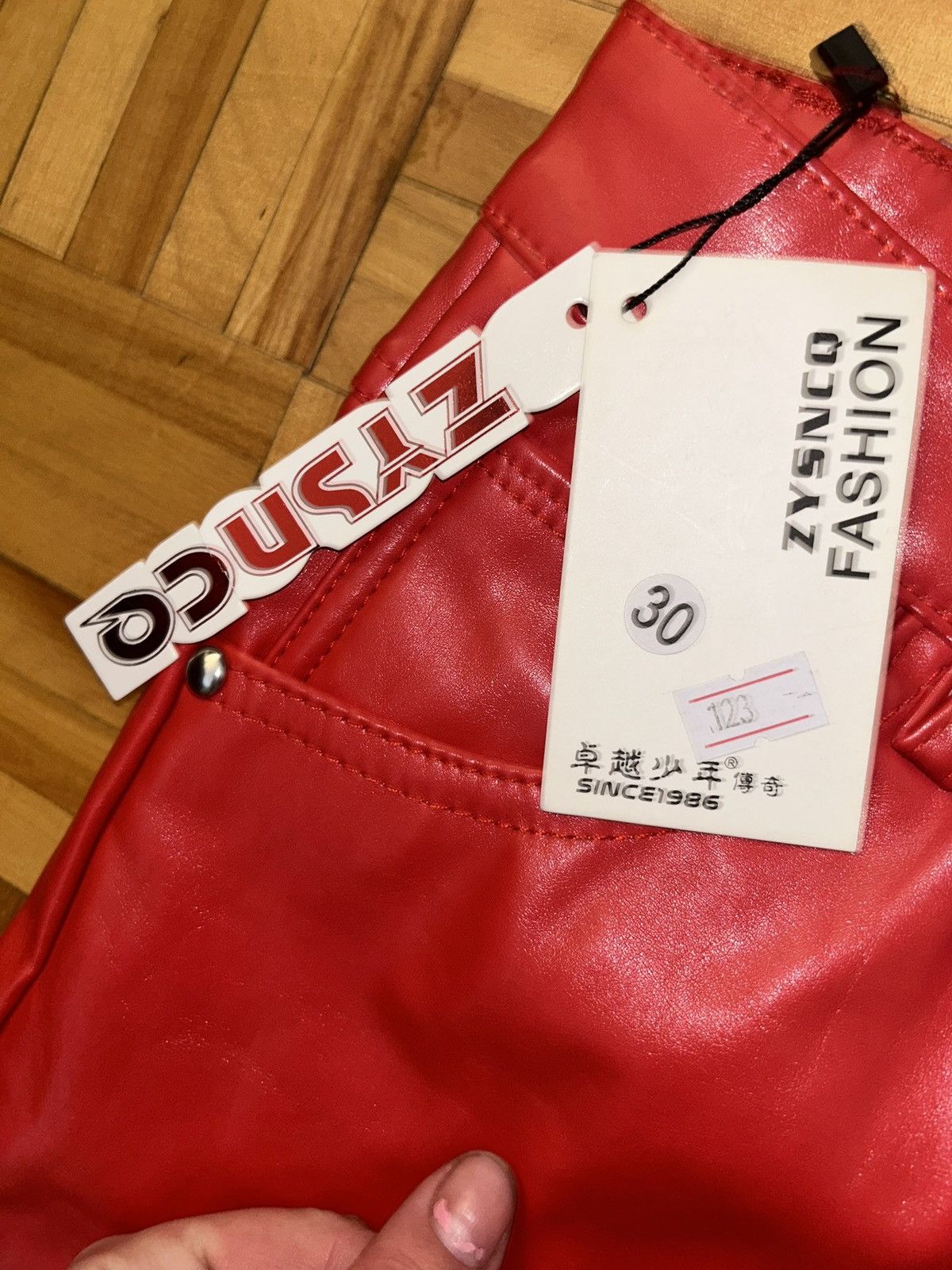 Japanese Brand Faux leather red pants Size US 31 - 5 Thumbnail