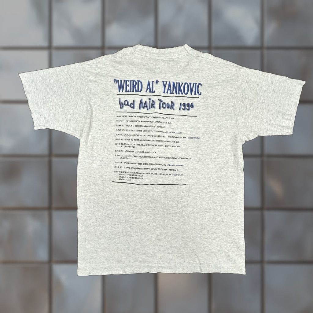 Fruit Of The Loom VINTAGE Weird Al Yankovic Shirt Mens Large Gray Bad Hair Tour 1996 Graphic 90s Size US L / EU 52-54 / 3 - 1 Thumbnail