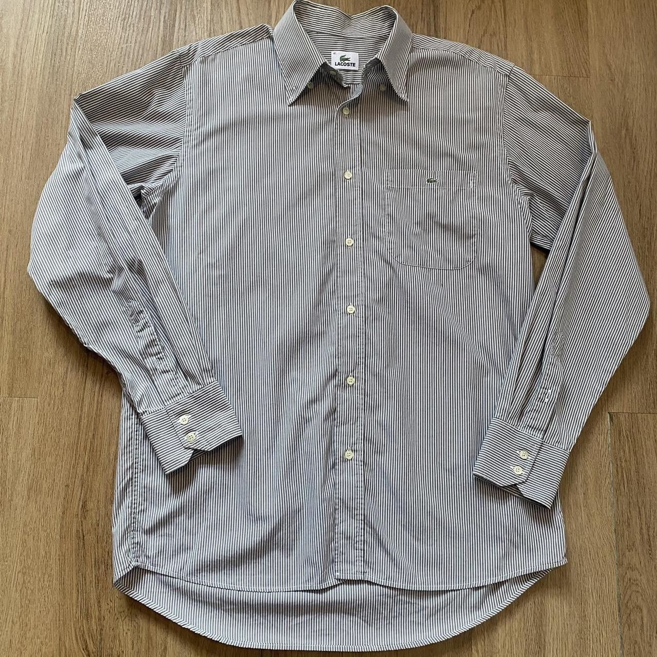 Lacoste Green and white Lacoste striped cotton shirt Premium Size US M / EU 48-50 / 2 - 1 Thumbnail