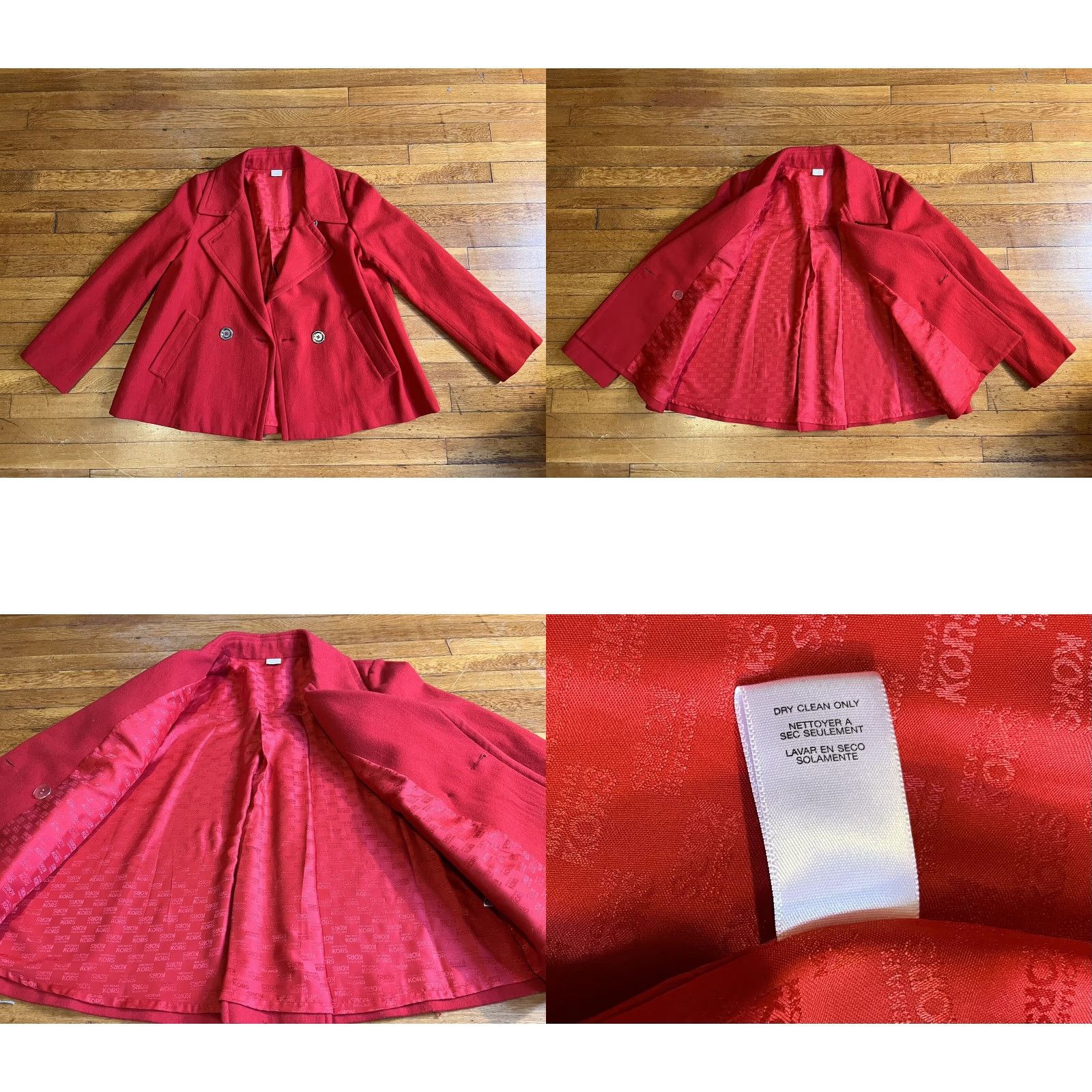 Michael Kors Michael Kors Coat Women's Large Red Wool Pea Coat Long Sleeve Regular L Red Solid Vintage No Size L / US 10 / IT 46 - 8 Thumbnail