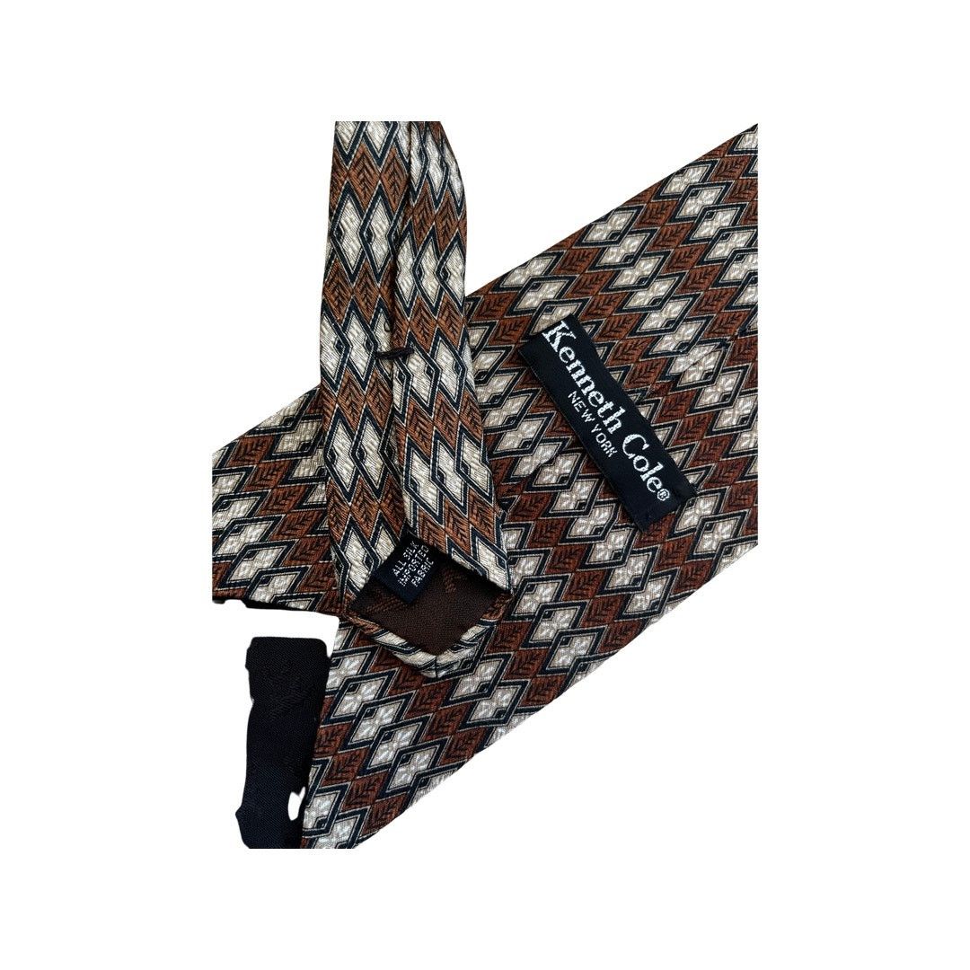 Kenneth Cole Vintage Kenneth Cole 90s Silk Necktie Brown Tan Neutral Size ONE SIZE - 4 Thumbnail