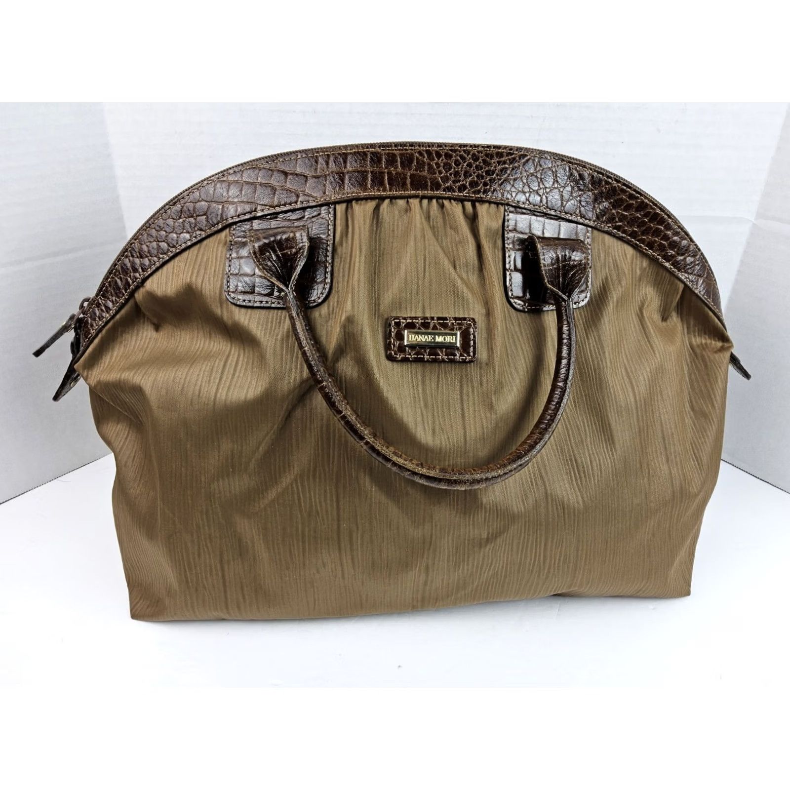 Hanae Mori Hanae Mori Satchel/Top Handle Bag Handbag Purse Nylon Brown Large Butterfly Chain Strap Size ONE SIZE - 2 Thumbnail
