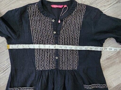 Designer Ethnicity Dress Medium Black Embroidered Short Sleeve Indian Size M / US 6-8 / IT 42-44 - 7 Thumbnail